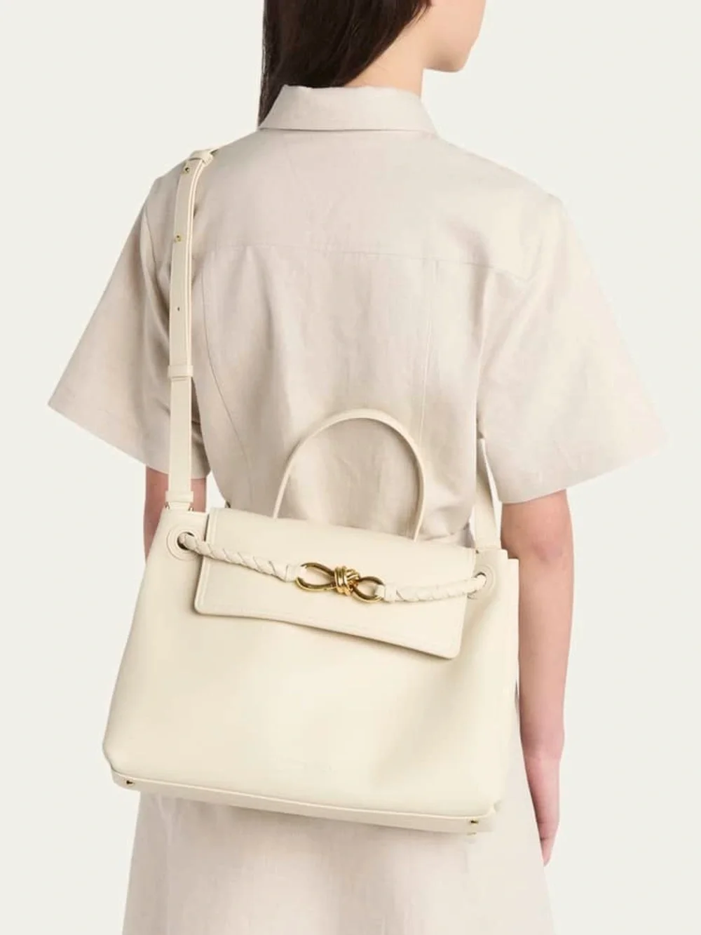 BOTTEGA VENETA Sea Salt Ciao Ciao Medium Leather Top-Handle Bag